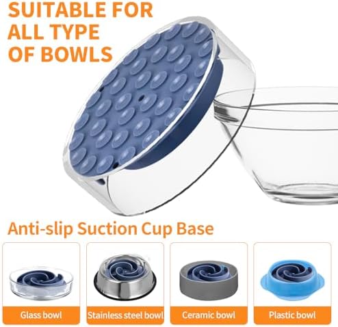 Slow Feeder Dog Bowls Insert, Bestalk Soft Silicone Slow Eating Feeder Insert with Suction Cups for Small, Medium and Large Dogs, Fit into Basic and Elevated Dog Bowls, Dark Blue