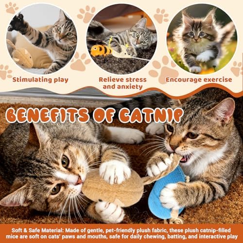24 Pack 2.36" Colorful Cat Mouse Toy with Catnip for Indoor Cats