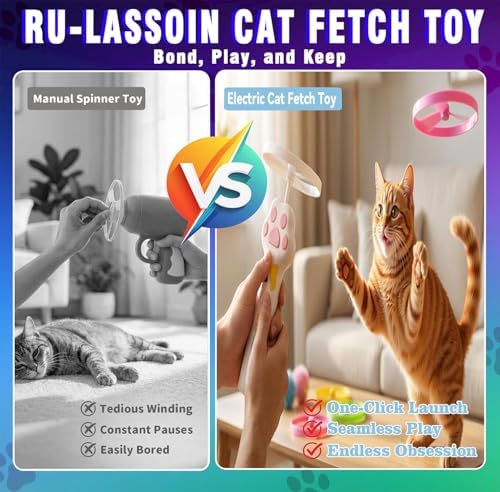 Cat Fetch Toy Automatic Disc Launcher 6 Discs USB-C Yellow