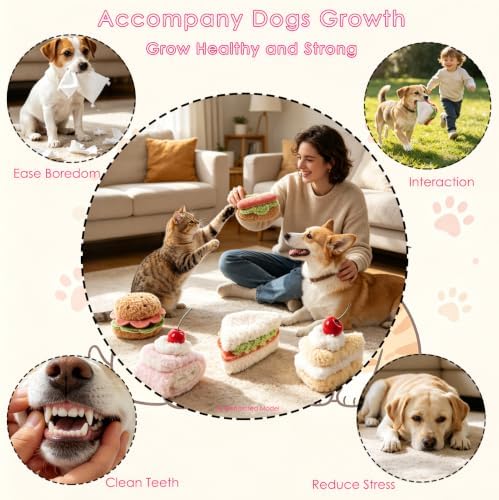 5Pcs Plush Pet Toy, Realistic Food Shaped Chew Toy for Cat, Relieve Boredom (5)
