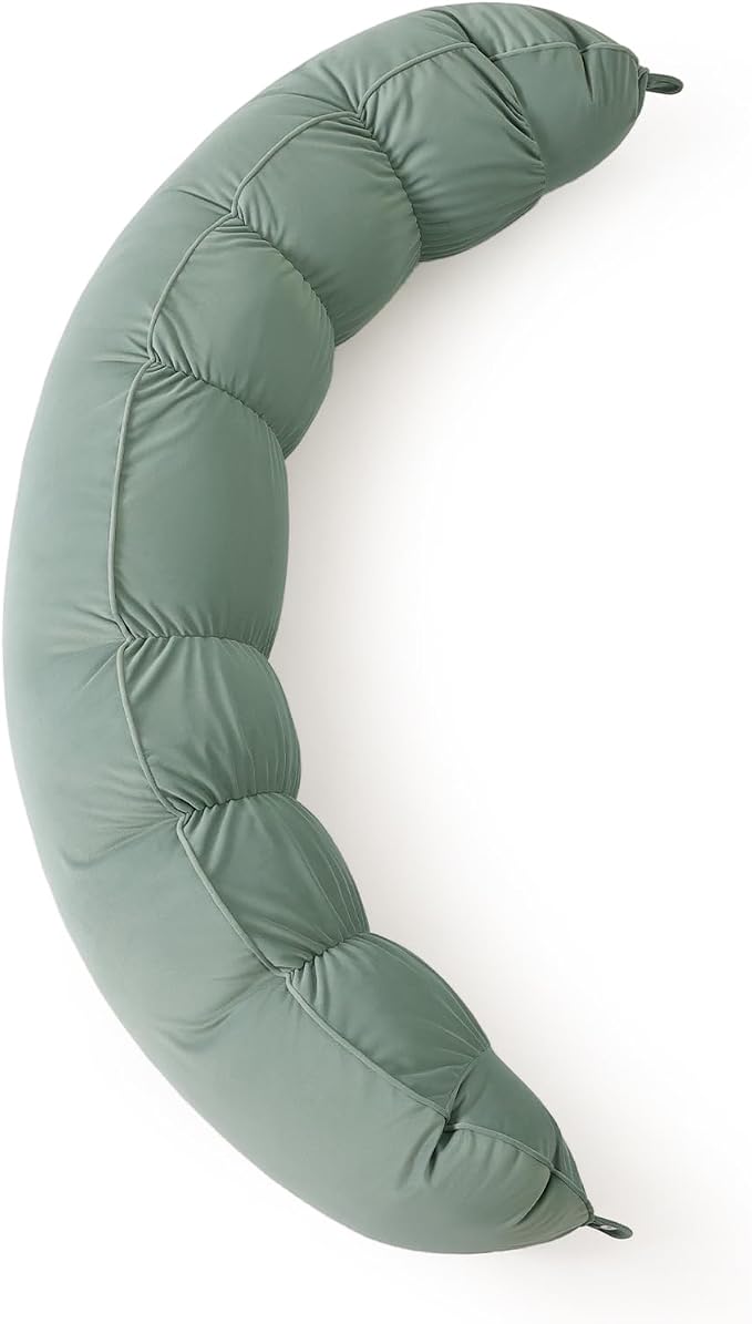 Peallow(Pat. Pend) – Long Round Body Pillow for Adults, Bolster Pillow for Sleeping, Soft and Supportive Pillow for Sleeping & Lumbar Support(Willow Green,59")