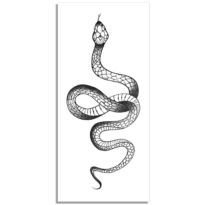 Fashion Realistic Big Size Black Snake Temporary Tattoo Stickers for Women Men Waterproof Fake Tattoo Waist Body Forearm Arm