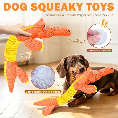 WOWBALA Crocodile Squeaky Dog Toys for Puppy, Small and Medium Breed