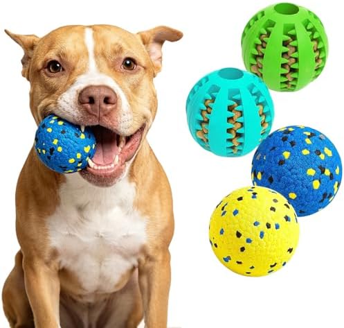 Idepet Dog Toy Ball Tennis Balls for Aggressive Chewers,Nontoxic Bite Resistant Toys ETPU High-Bounce Floating Fetch Toys for Teething for Small Medium Dogs (Bluegreen&BlueYellow, 4 Balls-2.75in)