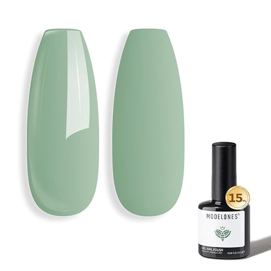 modelones Green Gel Nail Polish Sage Green Gel Polish Easter Nail Poish Soak Off Pastel U V Nail Design Salon DIY Manicure 15 ML