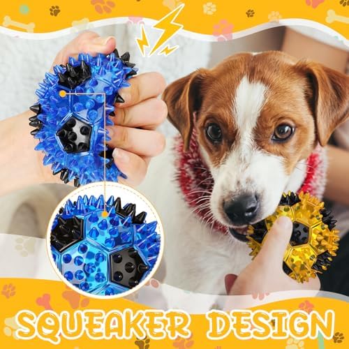 Gemscream 6 Pcs 3.4'' Spiky Squeaker Football Dog Toy Balls for Teething