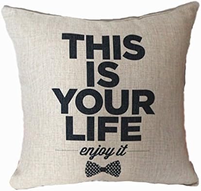MoonRest Cotton Linen Decorative Throw Pillow Fully Assembled (This is Your Life)