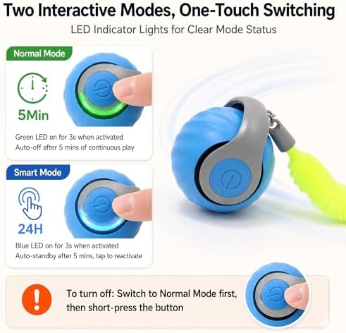 2Pcs Interactive Rolling Cat Ball Toy Pack, Automatic Moving Cat Toy Set with Detachable Plush Tails, Dual Speed & Dual Mode Rechargeable Kitten Toys（Blue+Orange）