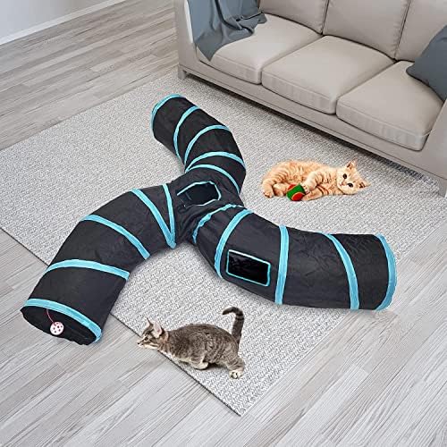 Cat Tunnel,3 Way Large Collapsible Tunnels Tube Upgrade with 4 Peek Hole,S-Shaped Maze House Play Toy Interactive Cat Toy for Cat Kitten Kitty Rabbit