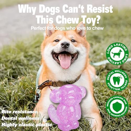Monkey Dog Chew Toy, Indestructible Dog Rubber Toy for Medium & Large Dogs, Tough No Stuffing Puzzle Toy, Anxiety Relief & Dental Care, Interactive Cognitive Toy, 4.92inch (Pink)