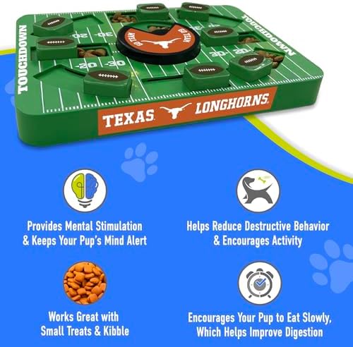 Pets First NCAA Texas Large Puzzle Toy - Interactive Dog Treat & Slow Feeding Toy