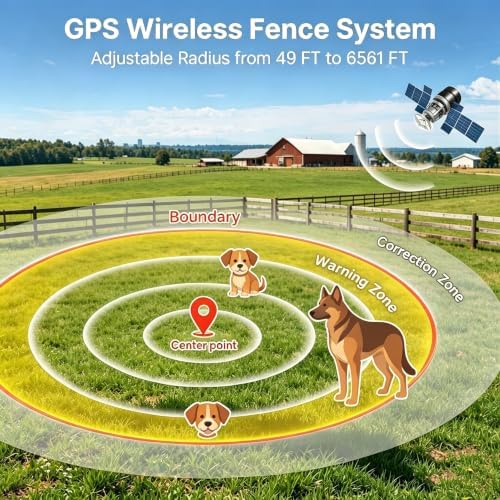 GPS Wireless Dog Fence System Adjustable Invisible Dog Fence Collar