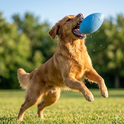 EVA bite-Resistant pet Football Dog Interactive Teething Toy can be Thrown and Bitten Training Ball Elastic and Light Human pet Throwing Ball (Blue)