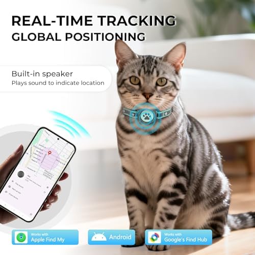 Cat GPS Tracking Collar (iOS & Android), Bluetooth GPS Dog Tracker Green 2P | Pet Activity Monitor No Monthly Fee, Adjustable‑Lightweight Design, Works with Apple Find My and Google Find Hub