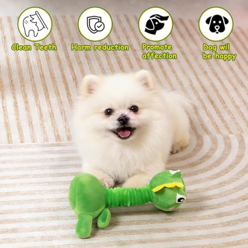 Hollypet Plush Dog Squeaky Toys Shaking and Sound-Making Dog Toy，Dinosaur