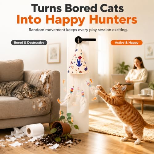 Interactive Cat Toys for Indoor Cats, Automatic Hanging Cat Hunting Toy
