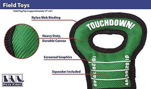 Pets First NFL Football Field Dog Toy with Squeaker. - Carolina Panthers - for Tug, Toss, and Fetch. - Tough & Durable PET Toy