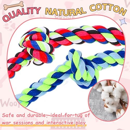 Hollowfly Dog Rope Toys for Extra Large Dogs, 2 Pack 6 Feet 5 Knot Tug of War Dog Toy for Large Aggressive Chewers Heavy Duty Cotton Teeth Cleaning Indestructible Puppy Chew Toys