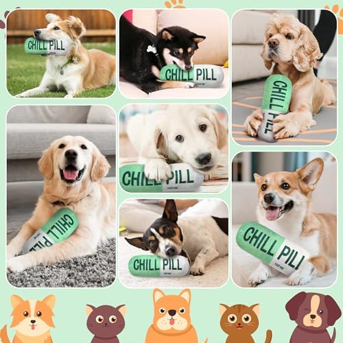 CUweipeng Funny Chill Pill Dog Plush Toy Cat Interactive Squeaky Pet Toy