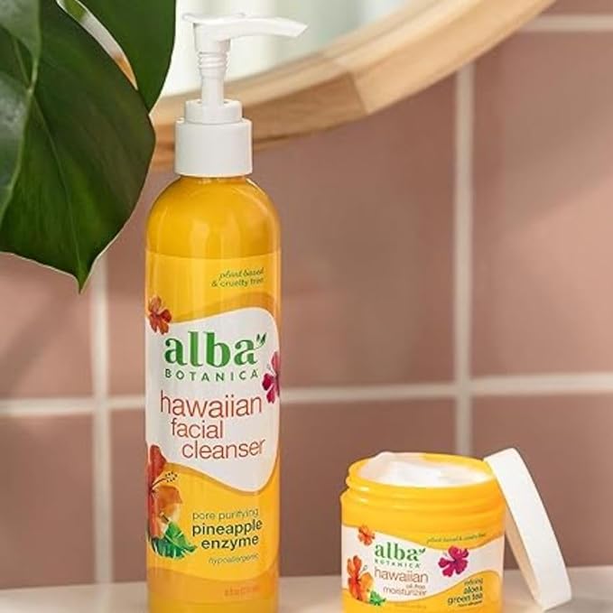 Alba Botanica Exfoliating Facial Cleanser,with Pineapple Enzyme and Aloe Vera,8 Oz (Packaging May Vary),(Pack of 2)