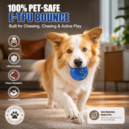 vinkey Interactive Dog Ball Toy, Automatic Moving Bouncing Rolling Smart Dog Toy, E-TPU Durable Motion Activated Ball, IP54 Splash Proof for Medium Large Active & Smart Dogs Indoor Outdoor
