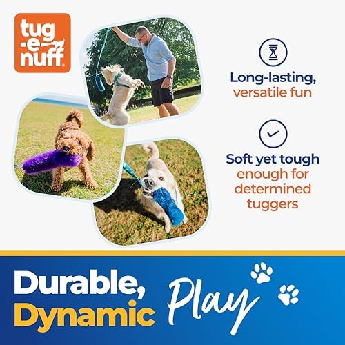 Tug-E-Nuff Faux Fur Squeaky Bungee Chaser (Blue)