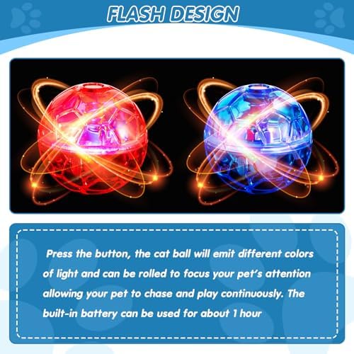 Sratte 2 Pcs Light up Cat Balls Ghost Hunting Motion, Pink, Purple