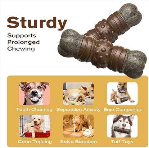 TLKNG Large Size Indestructible Squeaky Dog Chew Toy for Medium/Large Aggressive Chewers Breed Dogs Durable Squeak Bone Teething Crate Toys