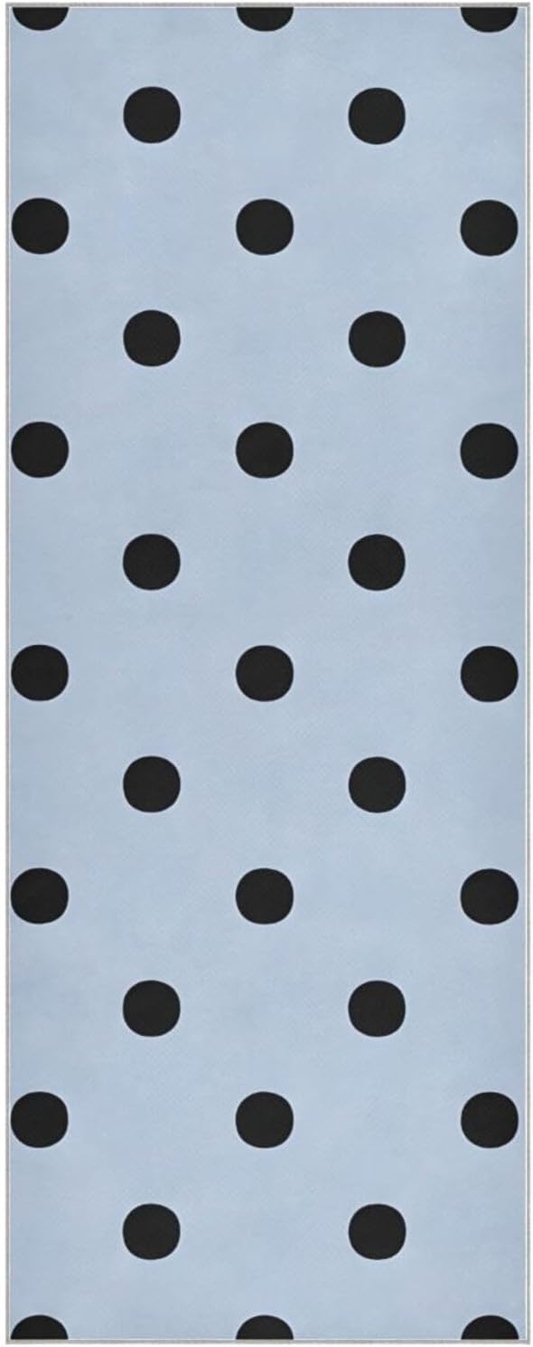 Blue Polka Dots Yoga Mat Towel, Sweat Absorbent Hot Yoga Towel with Non Slip Grip, Soft Yoga Blanket with Travel Bag for Workout, Gym, Pilates, Fitness - 73" x 27"