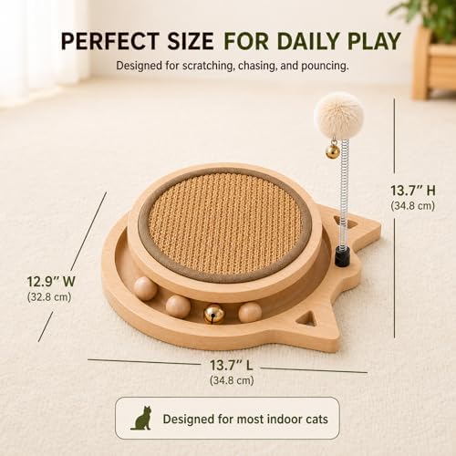 Cat Scratching Board with Sisal, Interactive Cat Toy with Spring Ball