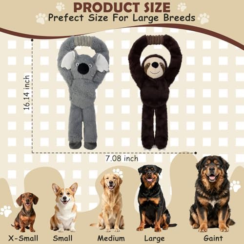 No Stuffing 2-Pack Dog Toys, Squeaky Plush with Crinkle Toy for Medium Pets