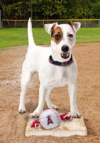 Pets First MLB LA Angels Baseball Rope Toy for Dogs & Cats. Tough Nylon, Sporty Baseball Design, Heavy-Duty Ropes with Inner Squeaker