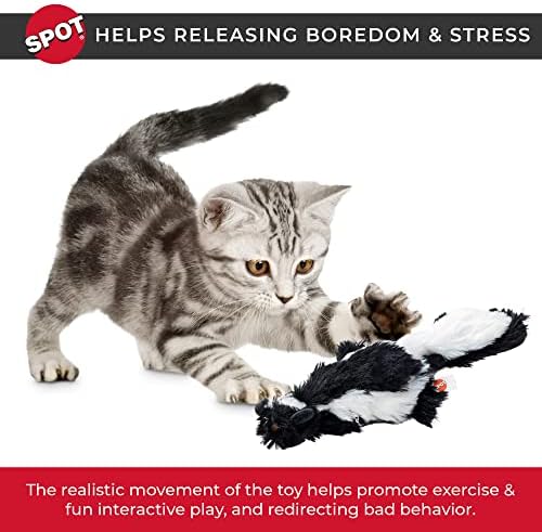 SPOT Flippin’ Skinneeez Flopping Interactive Realistic Flopping Wiggling Moving Potent Catnip Cat Toy for Indoor Cats - Skunk