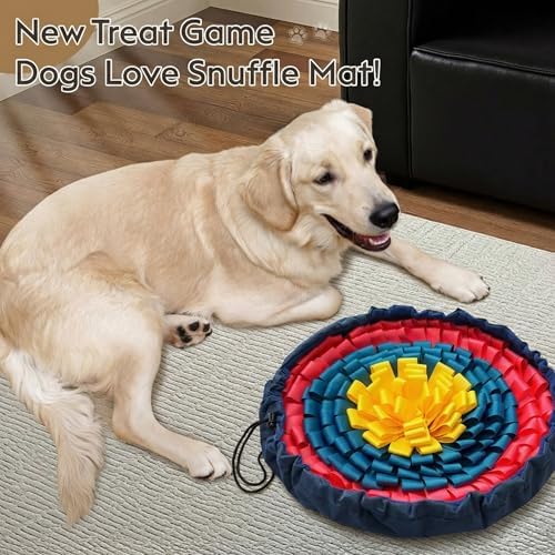FunFurry Snuffle Mat for Dogs, Dog Puzzle Mat, Interactive Dog Toys for Enrichment,Sniff Mats with Non-Slip Backing,Suitable for Breeds and Sizes of Dogs (Floral, 17" Bowl)