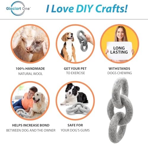 Glaciart One Felted Wool Dog Chew Rings | Durable Dog Chew Toy, Puppy Chew Toys for Teething & Dog Teeth Cleaning | Pet Toys Fetch Games & for Anxiety/Boredom | Great for Small, Medium or Large Dogs