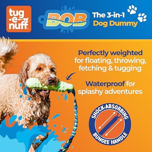 Tug-E-Nuff BOB 3-in-1 Dog Dummy (Green), Interactive Dog Tug Toys 27.5 in