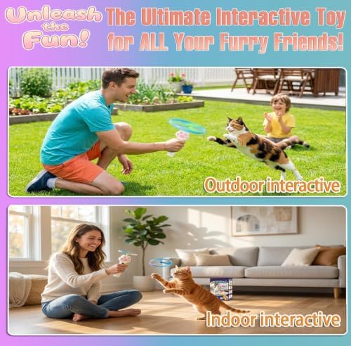 Cat Fetch Toy Auto Launcher 6 Discs 30m Range USB-C Rechargeable