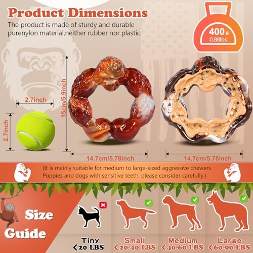 Gorilla 2Pack Indestructible Dog Chew Toys for Aggressive Chewers