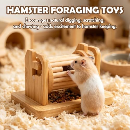 Wooden Hamster Foraging Toy, Interactive Hamster Feeding Toy