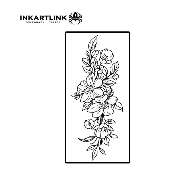 INKARTLINK Semi Permanent Tattoo, 15-day Temporary Tattoo, Flower Tattoo for Women, Waterproof and Anti-reflective, Exquisite Packaging, Unique Design (Flowers 8)