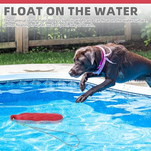 KOOLTAIL Floating Dog Pool Toys - Bright Bumper Interactive Water Toy, 2 Pack EVA Chew Fetch Toy for Summer Beach Play, Durable Training Toy with Nylon Rope for Small Medium Large Dogs, Red & Orange