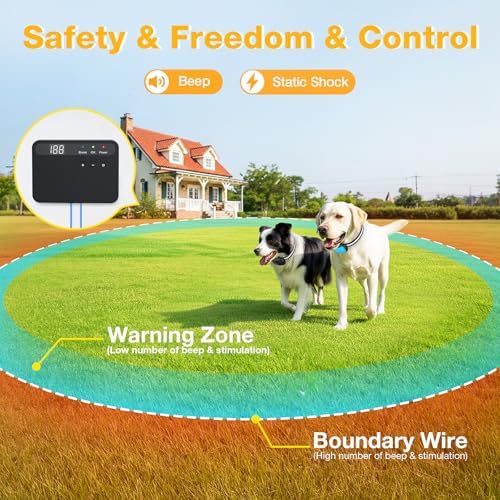 MASBRILL In-Ground Fence for 2 Dogs – Waterproof Rechargeable Collars