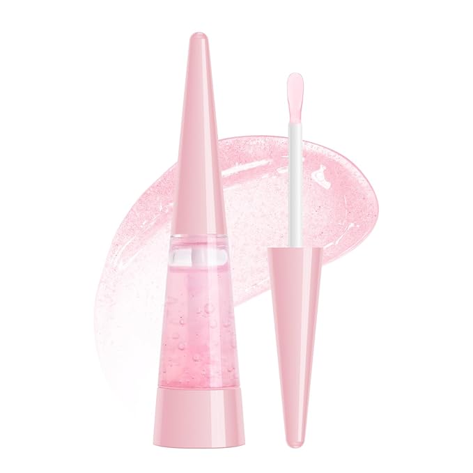 Lip Plumper, Extreme Plumping Lip Fuller, Hydrating and Transparent Lips Balm, Volumizing formula, Youthful Fuller Gloss, Smoother Lips and High Glossy, Non-Sticky - Pink, 0.21 Fl Oz