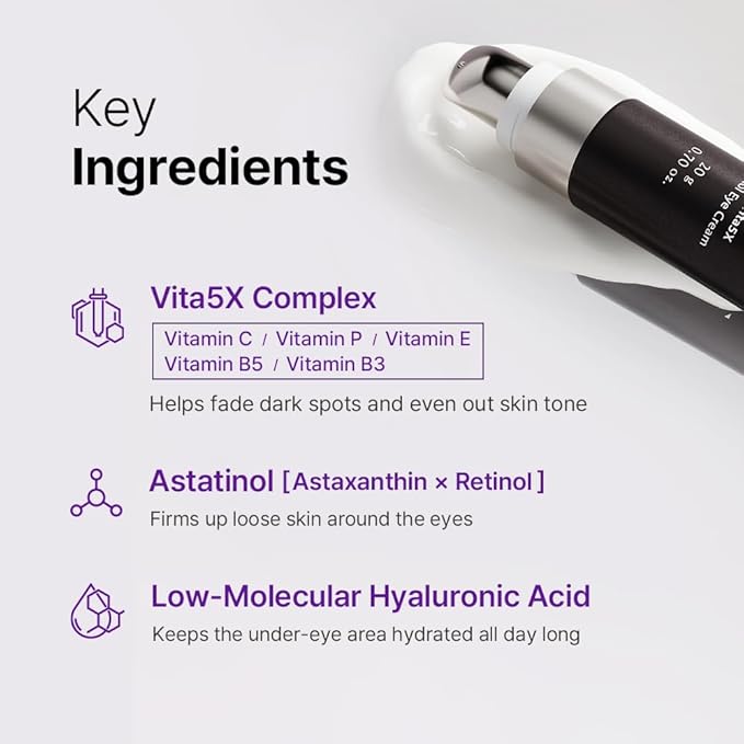 D'AMU Retinol Eye & Neck Cream – Brightening & Firming Cream for Dark Circles, Wrinkles & Pigmentation with Vita 5X, Astaxanthin & Spicule – Korean Skincare – 1.6 oz