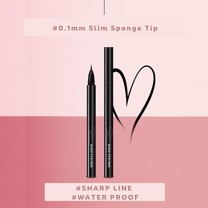[thebom] Ultra-Fine Slim Eyeliner Waterproof Liquid Eye Makeup (Black, 2ea)