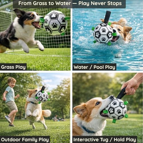 7 Inch Dog Soccer Ball with Straps, Herding Balls, Toy for Tug