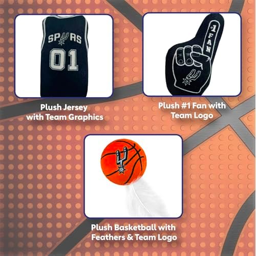 BEST PLUSH NBA SAN ANTONIO SPURS Cat Toys - 3 Piece Set: Jersey, Basketball with Feathers & #1 Fan. Filled with Fresh Catnip. Beautiful Team Logo
