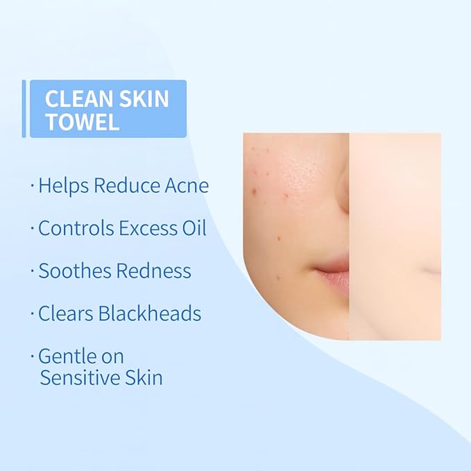 Clean Skin Face Towels XL,Disposable Face Towelettes (50 Count) Plant Based Cleansing Towelettes for skin care,Makeup Removal,Unscented Facial Cloths, Soft and Gentle,100% viscose fiber