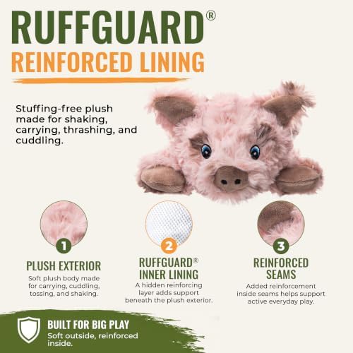 Cuddlerz Snorters the Pig Plush Dog Toy with RuffGuard® Lining
