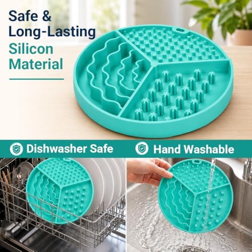 Large Size Cat & Dog Slow Feeder Puzzle Toy, Interactive Puzzle Feeder Bowl, Dog Lick Mat, Cat Food Puzzle, Pet Feeding Toy for Mental Stimulation, BPA Free Silicone, Dishwasher Safe (Green)